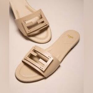 Fendi Baguette Logo Leather Slide Sandals Size EU 37 US 7
